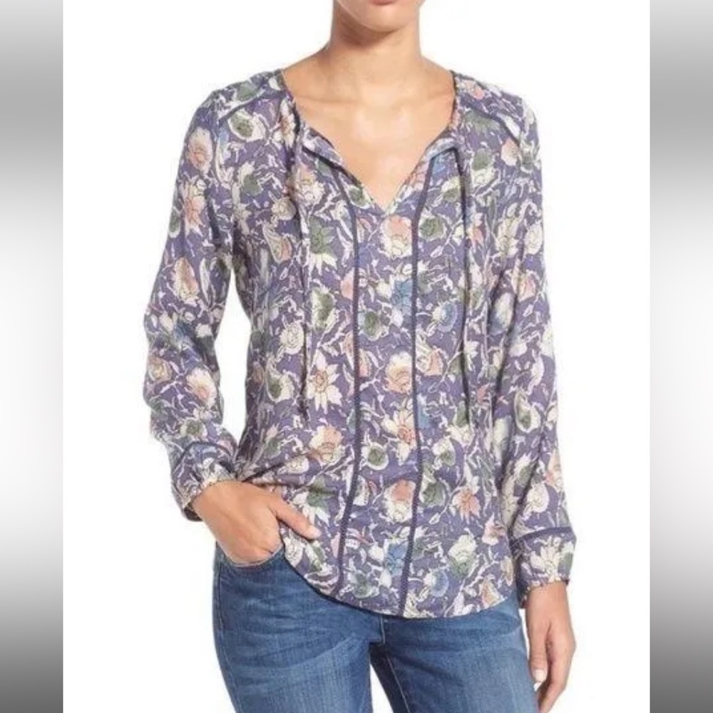 Lucky Brand Floral Peasant Sleeve Top